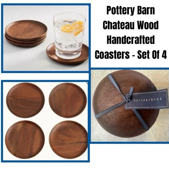 Pottery Barn Chateau Wood Coasters - Picture 2 of 10